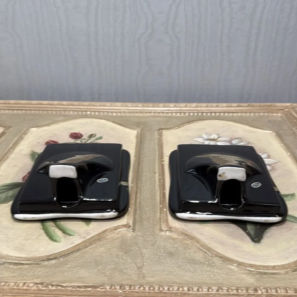 Vintage Dark Floral Photo Frames Made in Japan Set of Two